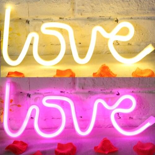 LED Neon Night Lights letter Shaped LOVE lights Indoor Christmas wedding decorations Happy New Year Valentines Day gifts