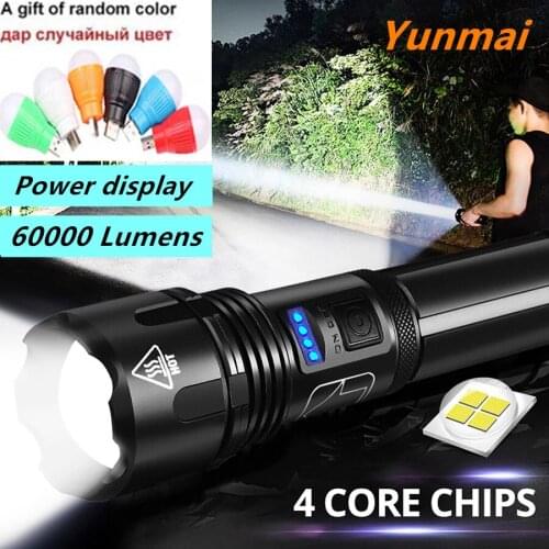 90000LM Xhp70 Led Flashlight Zoom Powerful xhp50 Torch Usb Rechargeable 18650 Battery Waterproof Brightest Handheld Light gift