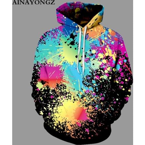 Autumn Sweatshirt Mens Hoodie Multicolor Graffiti Harajuku Pullover Hooded Jacket Hip Hop Loose Long Sleeve Top Hoody Oversize