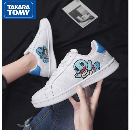 TAKARA TOMY Pokemon Pikachu 2021 New Casual Lace-up Non-slip Wear-resistant Couple White Sneakers