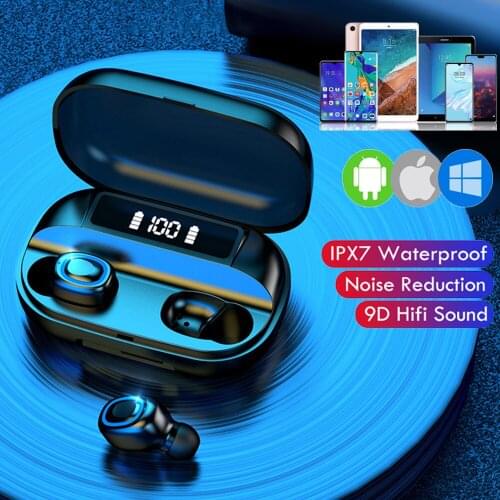 TWS Bluetooth 5.0 Earphones Wireless Headphone 9D HIFI Stereo Sports Waterproof Earbuds Headsets With Microphone