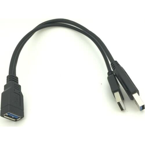 USB 3. 0 A 1 Feale to 2 Dual USB Male Data Hub Power Adapter Y Splitter USB Charging Power Cable Cord Extension Cable 39CM
