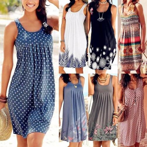 Women 2020 Loose Boho Vintage Vest Tank Ruffles Befree Dress Large Big Summer Cotton Camis Party Beach Dresses Plus Sizes