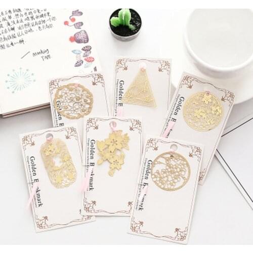 Gold metal bookmarks for book Vintage Flowers page clip Stationery office accessories chool supplies marcapaginas gift