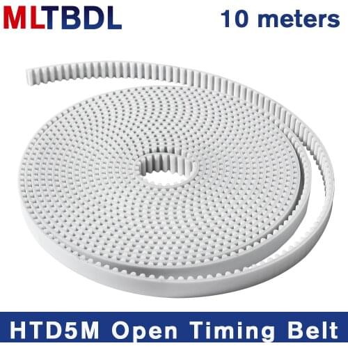 10meters HTD5M timing belt Width 15 20 30 40mm Color White Black PU Polyurethane with steel core HTD 5M open Synchronous pulley