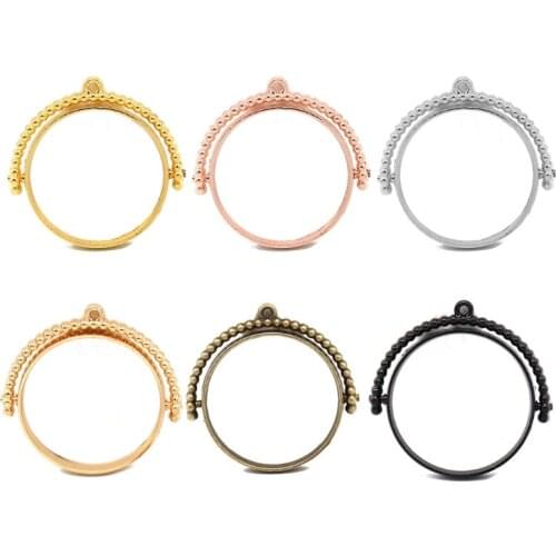 10Pcs Rotating Frame UV Resin DIY Keychain Pendant Open Bezels Jewelry Making