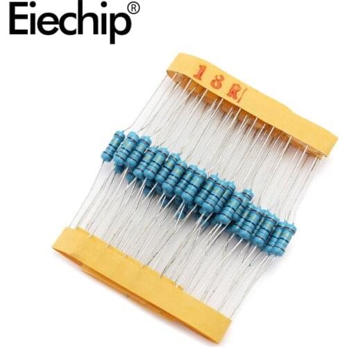 100pcs/lot 0.5W 1 ohm 1% Metal film resistor 1/2W resistance 18R Electronic resistors