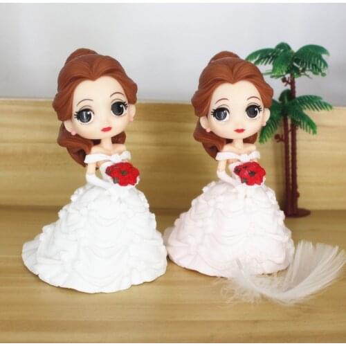 15cm Q Posket Belle Figures Toy Beauty And The Beast Belle Wedding With Flowers Model Dolls Gifts For Girls Best Gift
