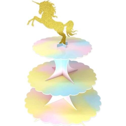 3-layer cardboard cake stand unicorn/shark mini cake stand reusable kids birthday baby shower party supplies dessert stand