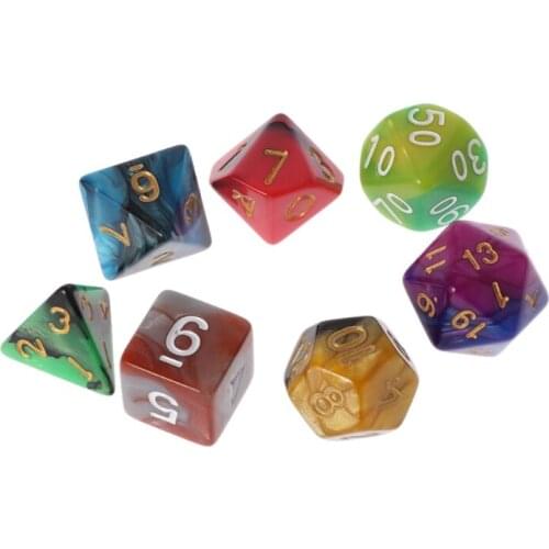 7pcs/Set Dices Beads TRPG Games D4-D20 Multi-sided Colorful