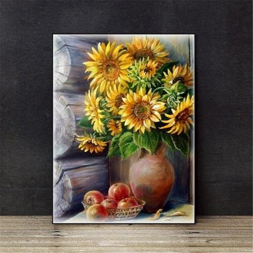 Diamond Painting Pottery Sunflowers Plant Square Diamond Round Diamond Decoration Customizable Wall Art Decoration Frameless