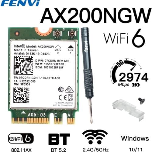 Wireless Dual Band 3000Mbps Wi-Fi 6 AX200 M.2 NGFF 802.11AX WiFi For Bluetooth5.2 Card WiFi 6E Intel AX210NGW Adapter 2.4G/5Ghz