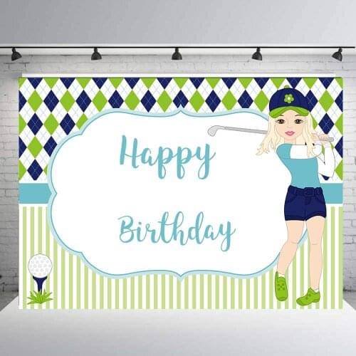 BIEPOTO Photography Backdrop Background Golf theme birthday party decor girl banner baby shower photo booth dessert table b172