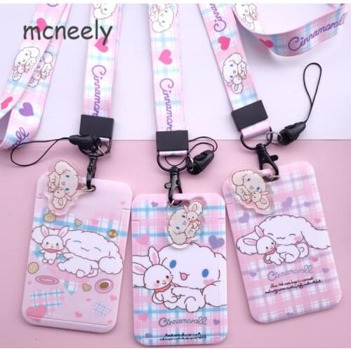 Big Cartoon Dog Card Case Girl Like Credit Bank Card Holder Students Bus Card Case Lanyard Visit Door Identity Badge Cards Cover