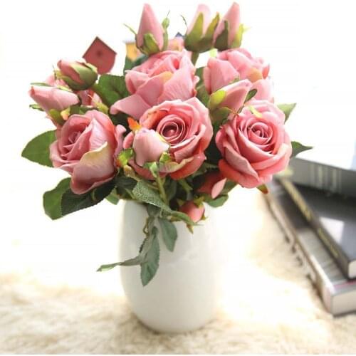 1 Bundle Silk Peony Bouquet Home Decoration Accessories Wedding Party Scrapbook Fake Plants Diy Pompons Artificial Roses Flowers