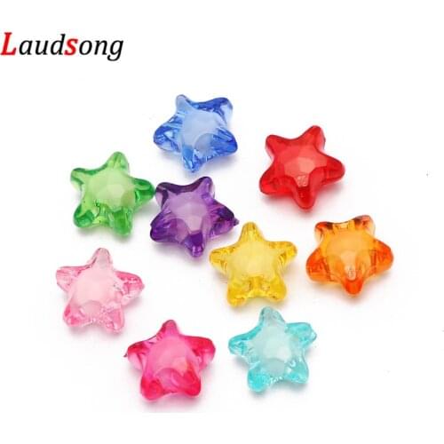 50Pcs 11mm Transparent Mix Color Acrylic Beads Star Spacer Charms Beads For DIY Jewelry Making Bracelet Necklace Supplies
