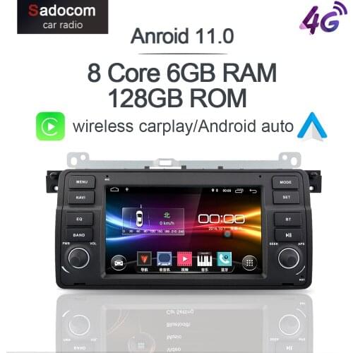 Carplay 7" Android 10.0 RDS autoradio 128GB ROM 6GB RAM Car Audio DVD GPS car radio Glonass for BMW E46 M3 318/320/325/330/335