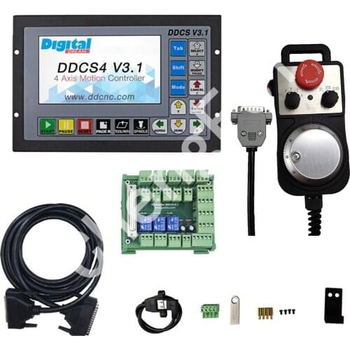 Ddcsv3.1 Upgrade +3M signal line large wiring board 3 axis 4 axis cnc offline motion controller with emergency stop handwheel MP