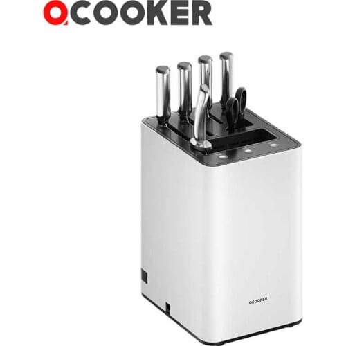 Ocooker Knife Holder UV Disinfector Hot Air Drying Home Kitchen Cutlery Storage Multi Size Slot Electric Knives Sharpener New