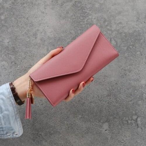 Long Womens Wallet Female Purses Tassel Coin Purse Card Holder Wallets Female Clutch Money Bag PU Leather Wallet