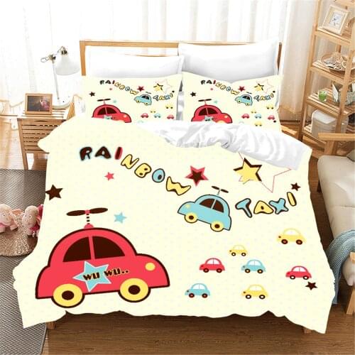 Home Textile Cartoon Cute Style Yellow Duck Bunny Color Print Children Bedroom Decoration Duvet Bed Cover Pillowcase Bedding