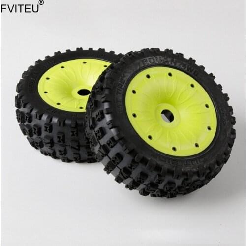FVITEU Rubber Knobby wheel tires with sealed rim Set For 1/5 Losi 5ive-T Rovan LT Baja 4WD and SLT TRUCK King Motor X2