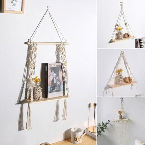 HOT Hand-Woven Shelf Tapestry Wall Decoration Shelf Board Flower Basket Bracket Homestay Decoration