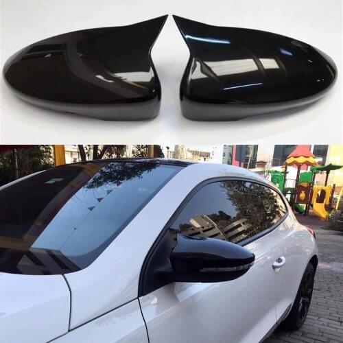 2 Pieces New High Quality Abs Plastic Mirror Covers Caps RearView Mirror Case Gloss Black For For Volkswagen Scirocco 2008-2017