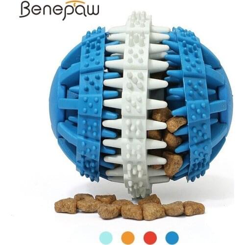 Benepaw Quality Nontoxic Tooth Cleaning Interactive Toy Dog Chew Fragrant Rubber Dog Toy Ball Pet Food Dispenser Dental Treat