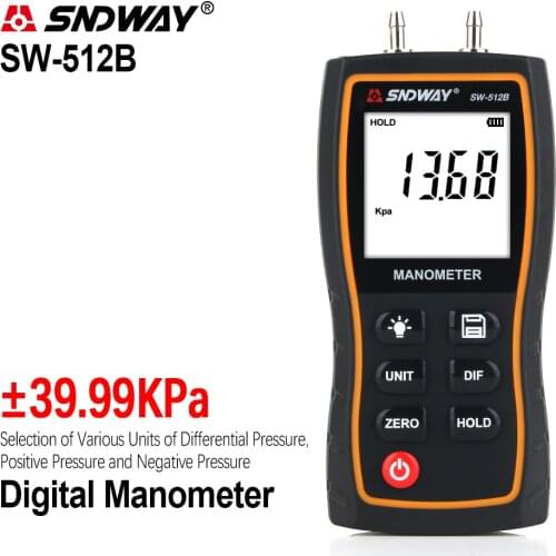 SNDWAY Digital Manometer Air Pressure Gauge SW-512 Pressure Gauges Differential Natural Gas Pressure Gauge Meter Measurement