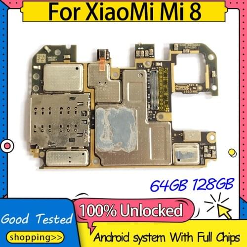 Motherboard For Xiaomi Mi 8 Motherboard Mainboard Logic Board 64GB 128GB Global Version Unlocked Original Main Circuits Board