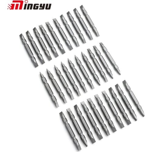 10PCS 1/4 Inch SL4 SL6 Screwdriver Bit Set 65mm Long Double End Slotted Flat Bits Repairing Household Hand Tool