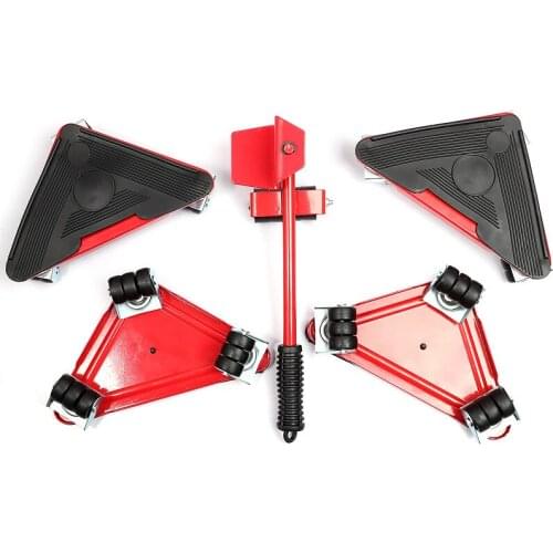 5-piece set of triangular iron mover, movable universal wheel moving tool, portable heavy object moving tool