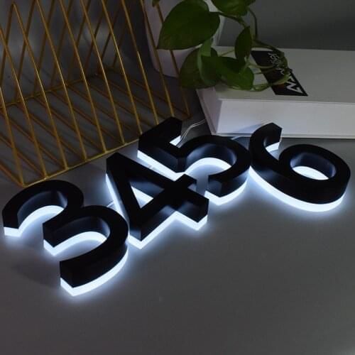 Outdoor Waterproof Modern 3D House Numbers Black 0-9 ABC Home Hotel Door Plates Custom Led Lettre Sign Address Home Number