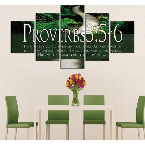 Modern Style Bible Verse On Multi 5 Pieces Canvas Painting Proverbs Poster Print Decor Wall Art Pictures Home Decor Bedroom