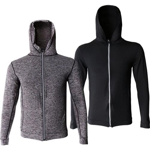 2019 New Mens Sports Polyester Knitted Hooded Jackets Autumn Gym Running Yoga Hoodies Jogging Overcoat