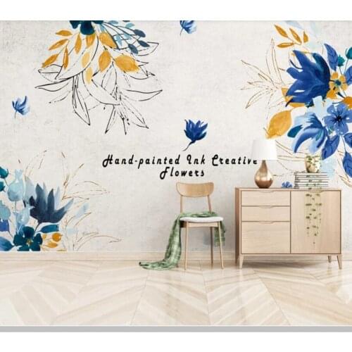 Papel de parede Modern fresh ink flower 3d wallpaper mural,living room tv wall children bedroom wall papers home decor