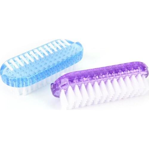 Plastic Nail Cleaning Scrubbing Brush Double Sided Hand Nail Brush Cleaner (Blue Purple)