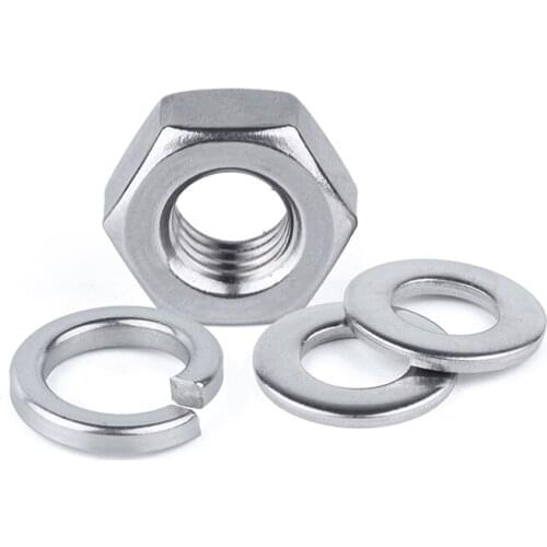 Stainless Steel Flat Washer Plain Gasket Spring Washer Nut for M1.6M2 M2.5 M3 M4 M5 M6 M8 M10 M12 M16 M20 M24 M27 M30 Screw Bolt