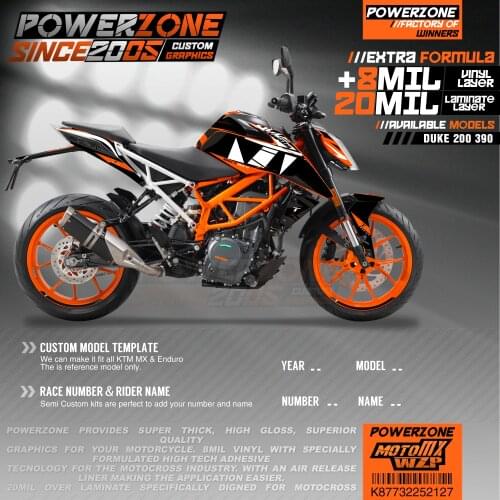 PowerZone Custom Team Graphics Backgrounds Decals 3M Stickers Kit For KTM DUKE 200 390 2011-2016 2017-2019 127