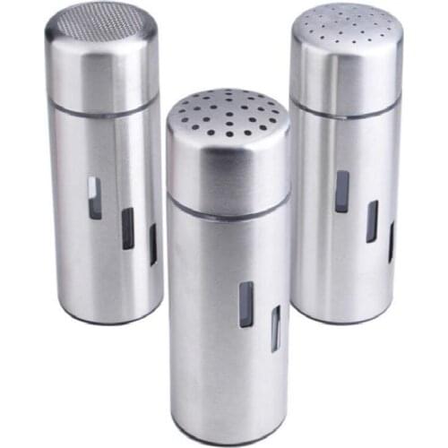 Kitchen Herb Spice Tool Porous Visual Stainless Steel Powder Tube Seasonings Pepper Shakers Jar Powder Salt Cylinder Bottle