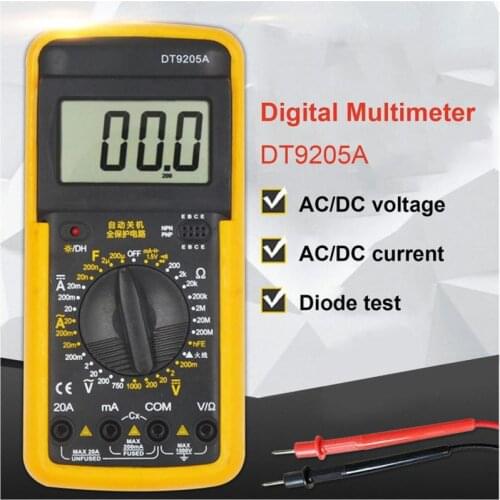 New DT9205A hFE AC DC LCD Display Professional Electric Handheld Tester Meter Digital Multimeter Multimetro Ammeter Multitester