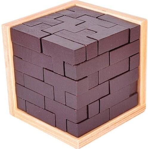 Educational Wooden 3D Puzzles IQ Toy Russia Ming Luban Lock Wooden Toys Kids IQ Brain Teaser Burr IQ Toy for Children Adults