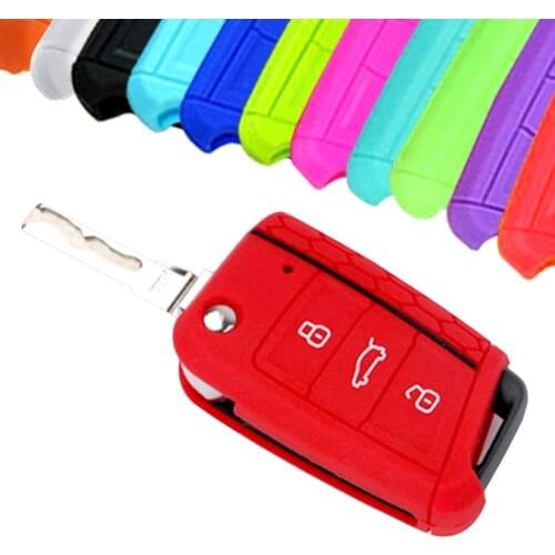 Muchkey Silicone Cover Holder Key Protection Smart Key Cover Of 4 Button Fits For For Volkswagen Golf 7 For Skoda Octavia A7
