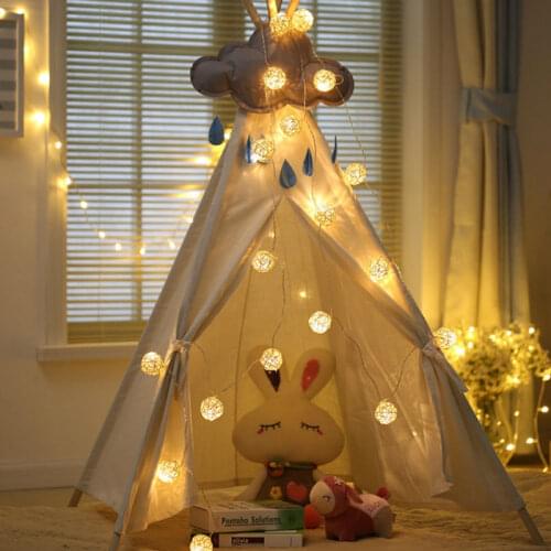 Christmas Light 5m 20 Rattan Ball Led string light night warm lantern Wedding Garland decor curtain Decoration lights fairy