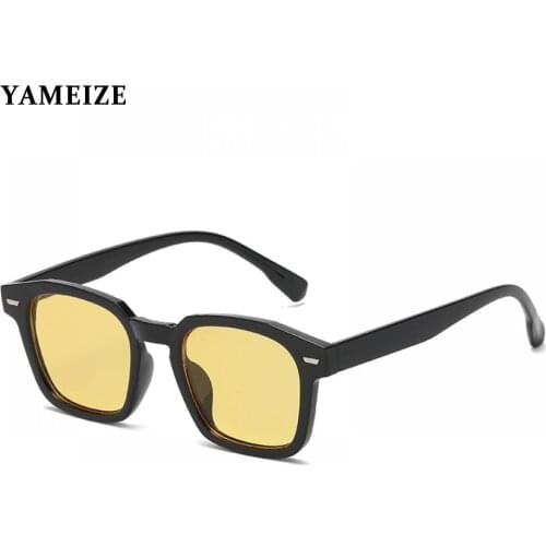 Unisex Square Sunglasses Women Men Black Yellow Sunglasses Retro Rivet Glasses Ladies Sun Glasses Vintage Street Shot Oculos UV