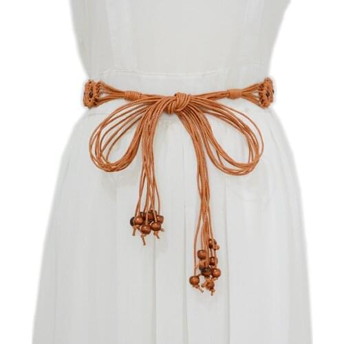 Women Waist Chain Belt New Rice Beads String Stitched Chain Fashion Simple Ladies Thin Waist Rope For Wedding Party Waistbrand