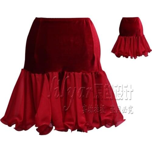 Latin Dance Exercise Skirt, Gongfu Half-length Skirt, Pleated Skirt, Hip Skirt, Red Fishbone Skirt