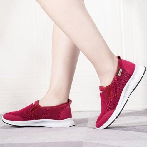 Womens Sneakers Slip-On Solid Air Mesh Shallow Female Vulcanized Shoes Comfortable Concise Breathable Couples Casual Footwear