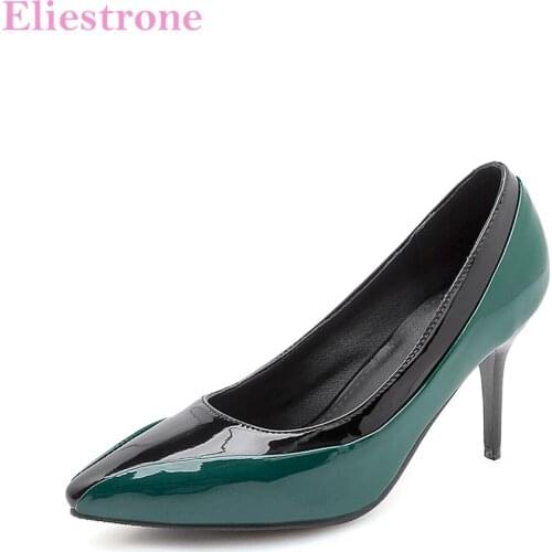 Brand New Glamour Green Red Women Pumps Fashion Stiletto Heels Lady Evening Shoes BK262 Plus Big Small Size 30 11 43 48